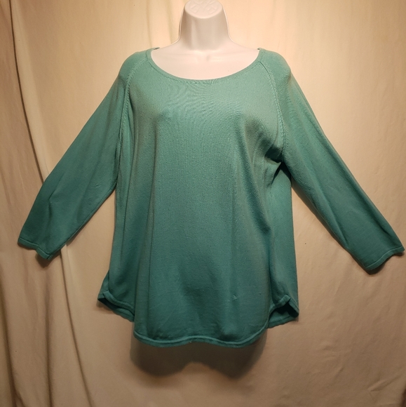 JEANNE PIERRE Sweaters - Jeanne Pierre XL Aqua Lightweight Sweater